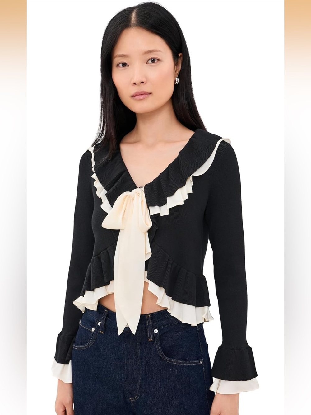 Cinq à Sept Melinda Cardigan, Black/Gardenia NWT
